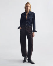 SHON WOOL PANT IN BROWN HERRINGBONE