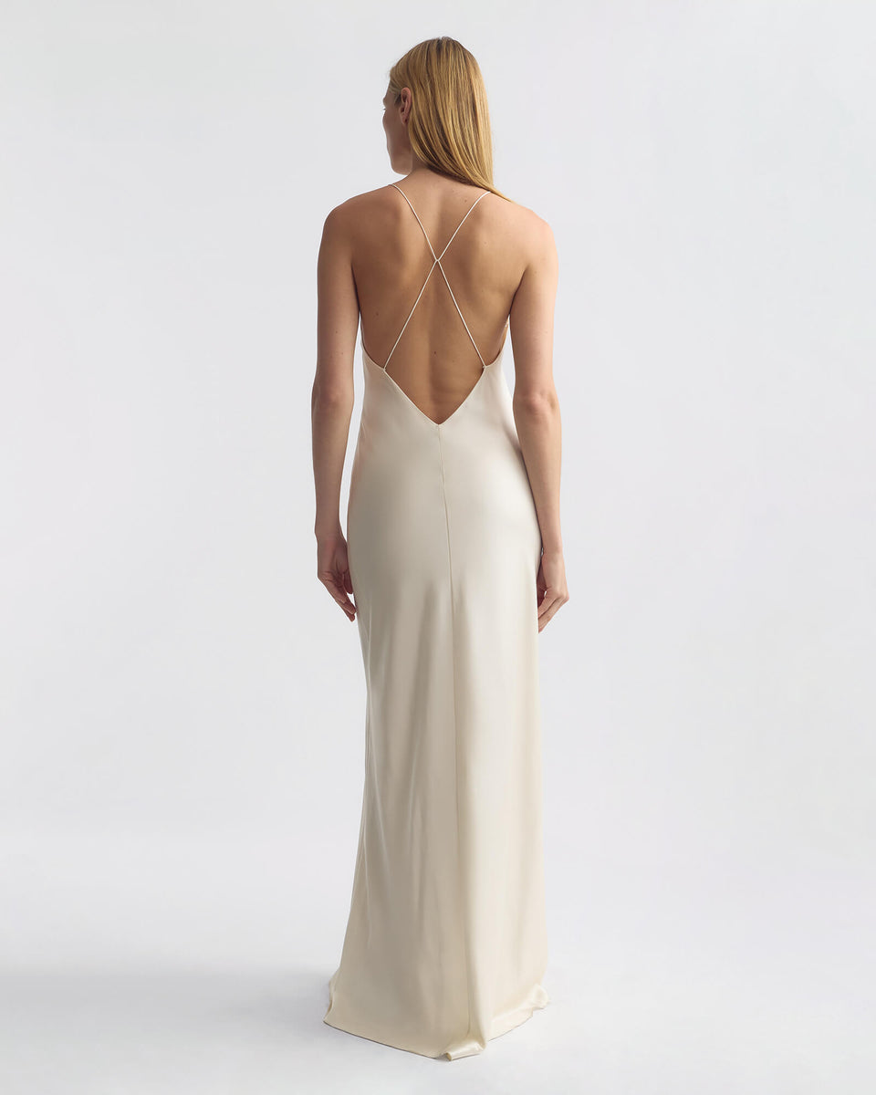 IRA SILK GOWN IN IVORY