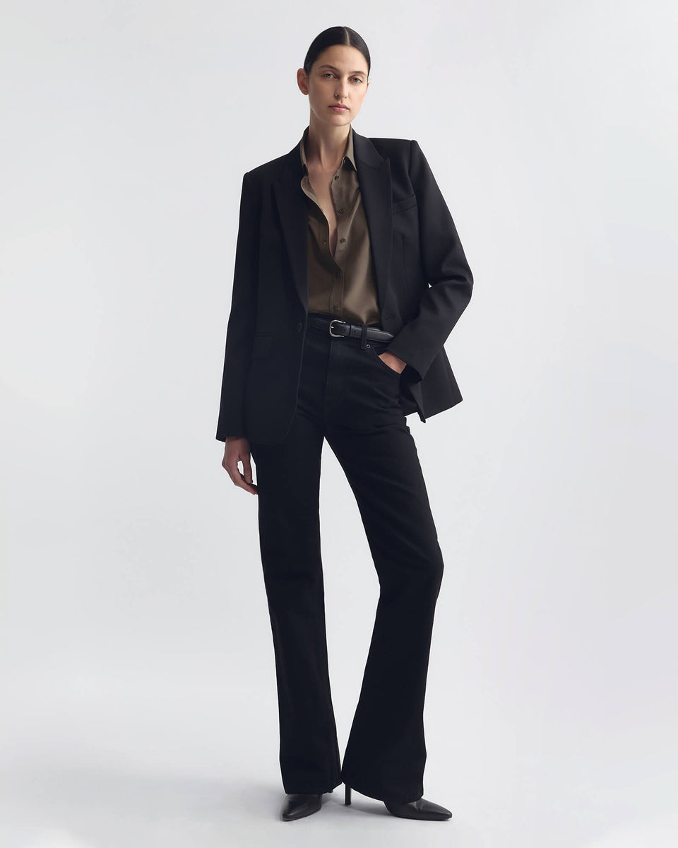 SIMONE SILK SHIRT IN CHOCOLATE BROWN