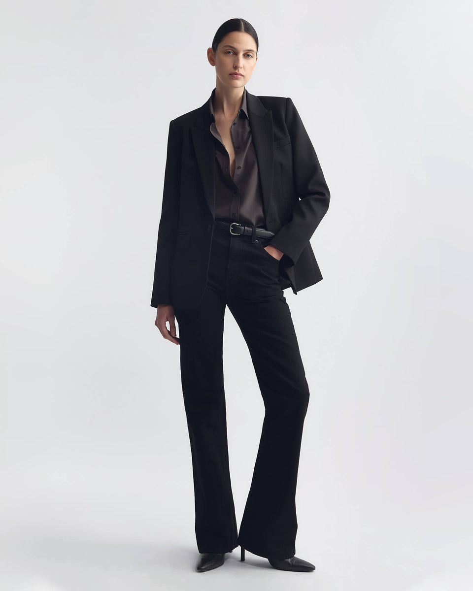 SIMONE SILK SHIRT IN CHOCOLATE BROWN
