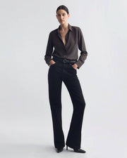 SIMONE SILK SHIRT IN CHOCOLATE BROWN