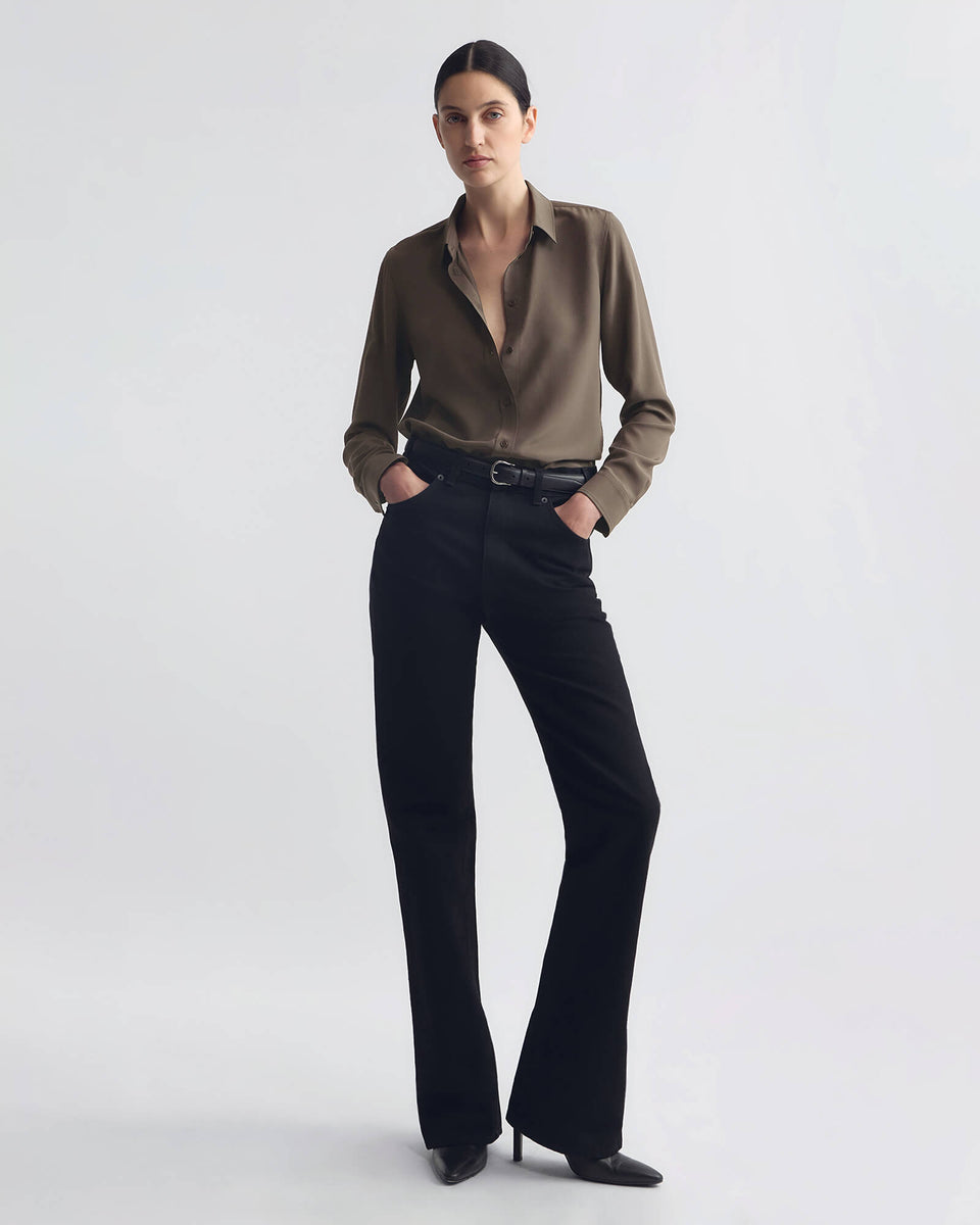 SIMONE SILK SHIRT IN CHOCOLATE BROWN