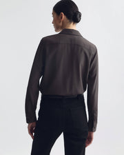 SIMONE SILK SHIRT IN CHOCOLATE BROWN
