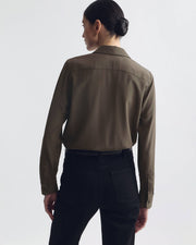 SIMONE SILK SHIRT IN CHOCOLATE BROWN