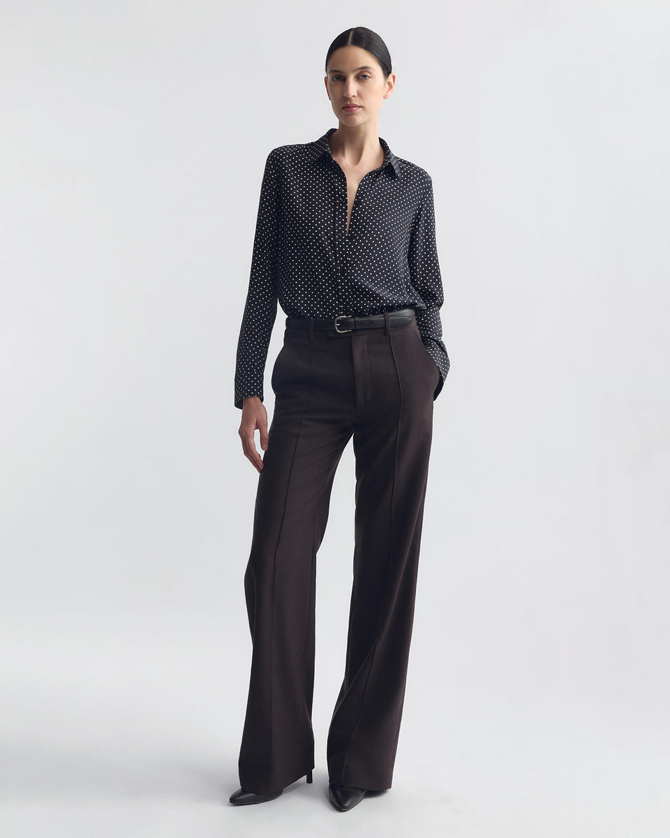GAIA SILK SHIRT IN OBSIDIAN / IVORY POLKA DOT