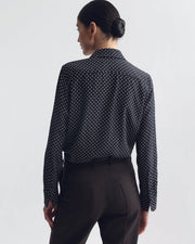 GAIA SILK SHIRT IN OBSIDIAN / IVORY POLKA DOT