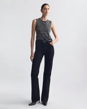 NESSA SWEATER TANK IN PEBBLE GREY HEATHER/BLACK CHEETAH