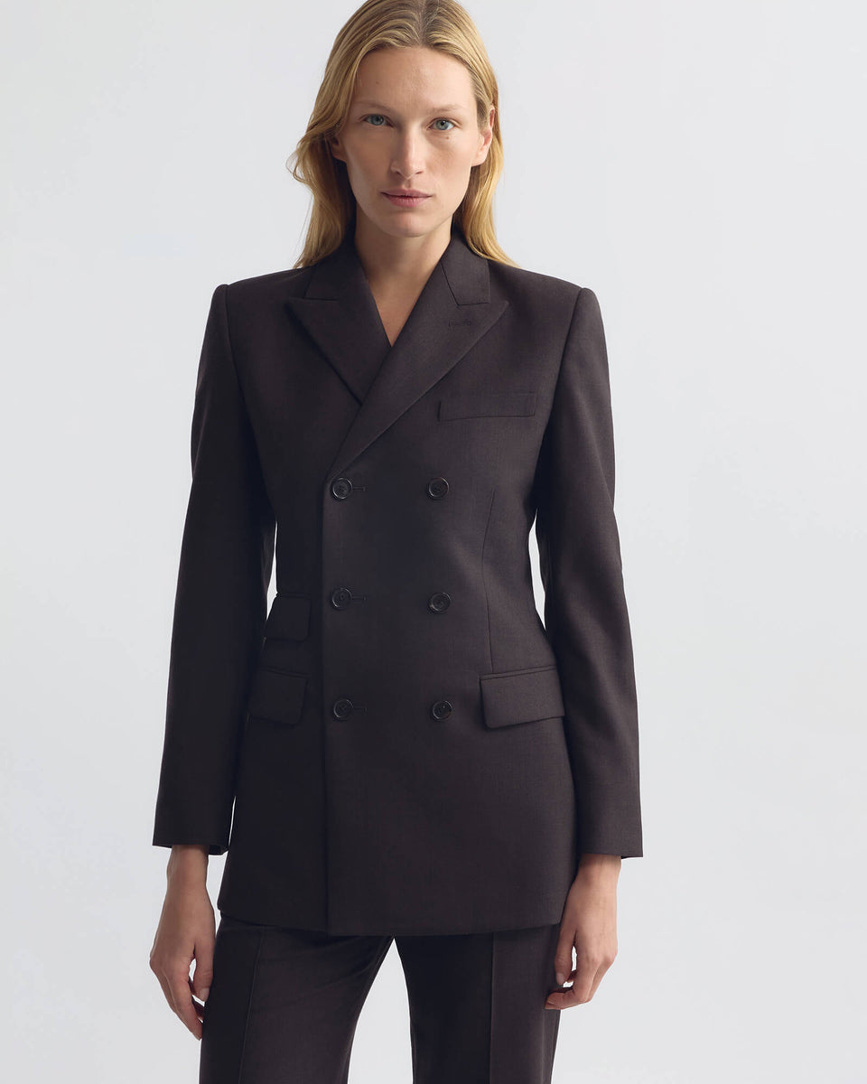 NOAH WOOL JACKET IN BROWN HERRINGBONE