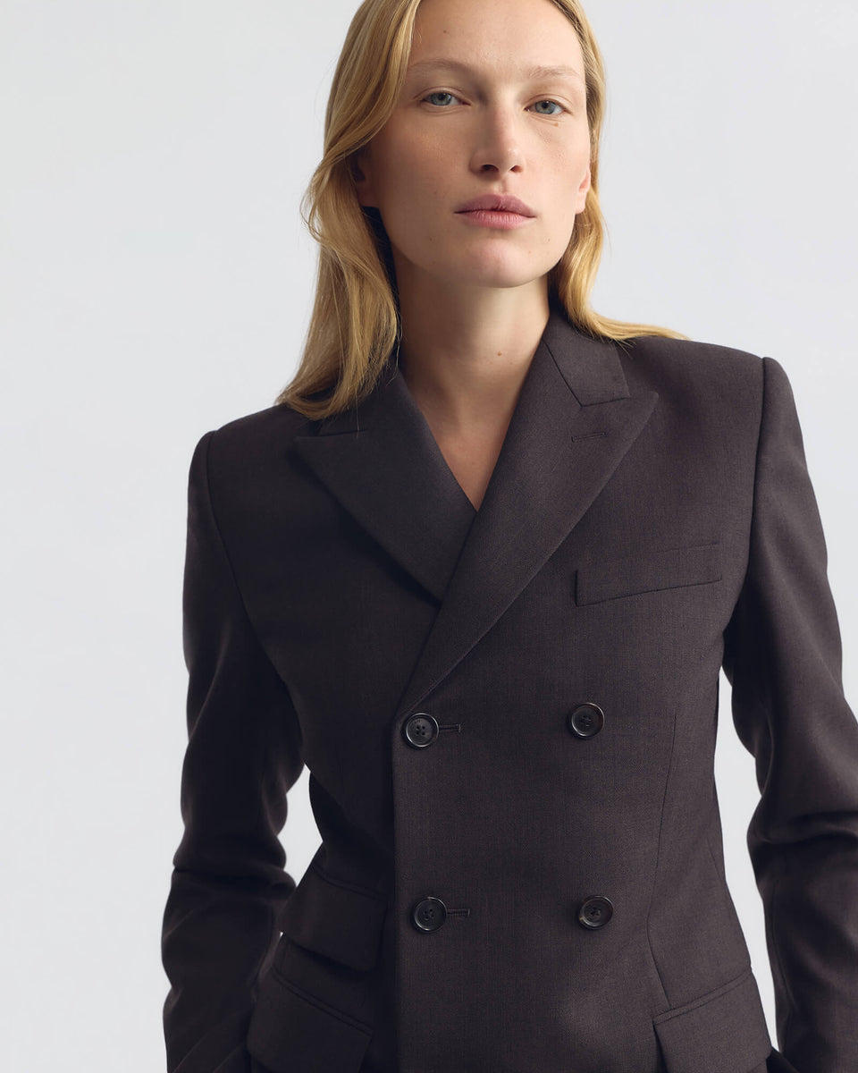 NOAH WOOL JACKET IN BROWN HERRINGBONE