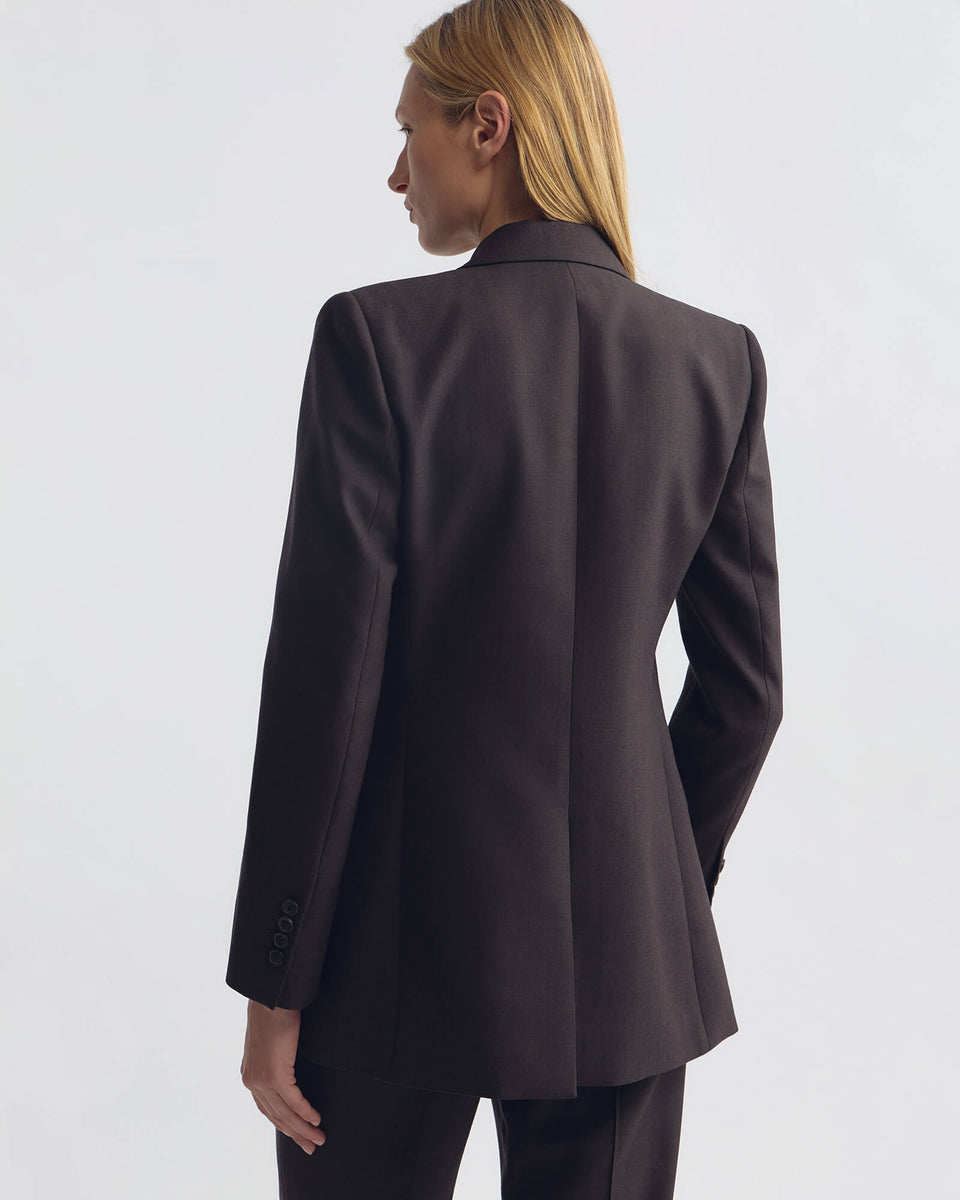 NOAH WOOL JACKET IN BROWN HERRINGBONE