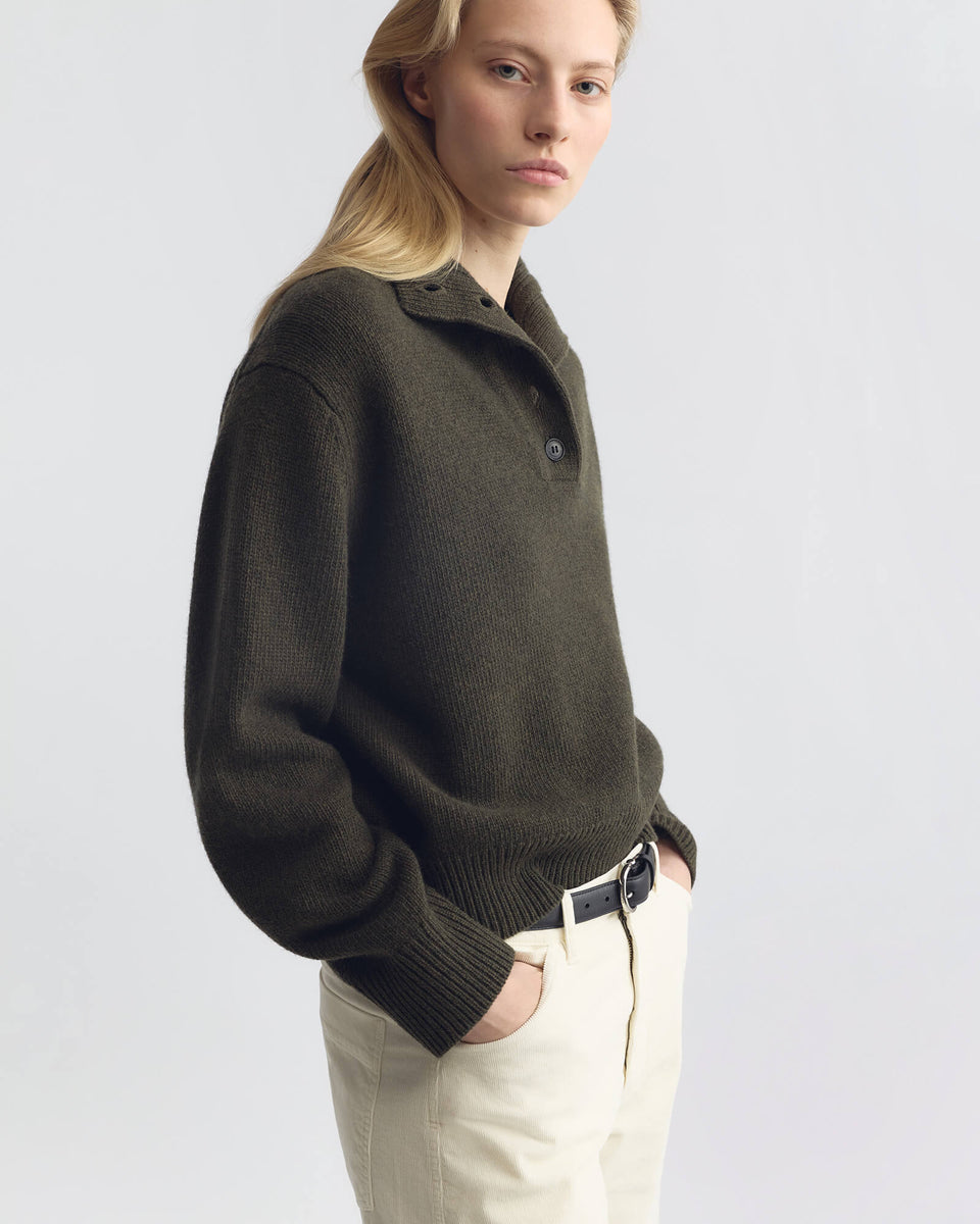 RENATA WOOL SWEATER IN DARK PINE MELANGE