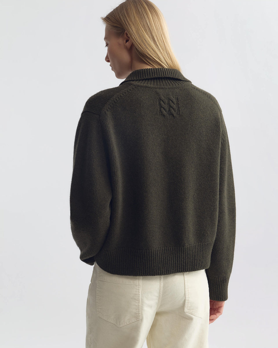 RENATA WOOL SWEATER IN DARK PINE MELANGE