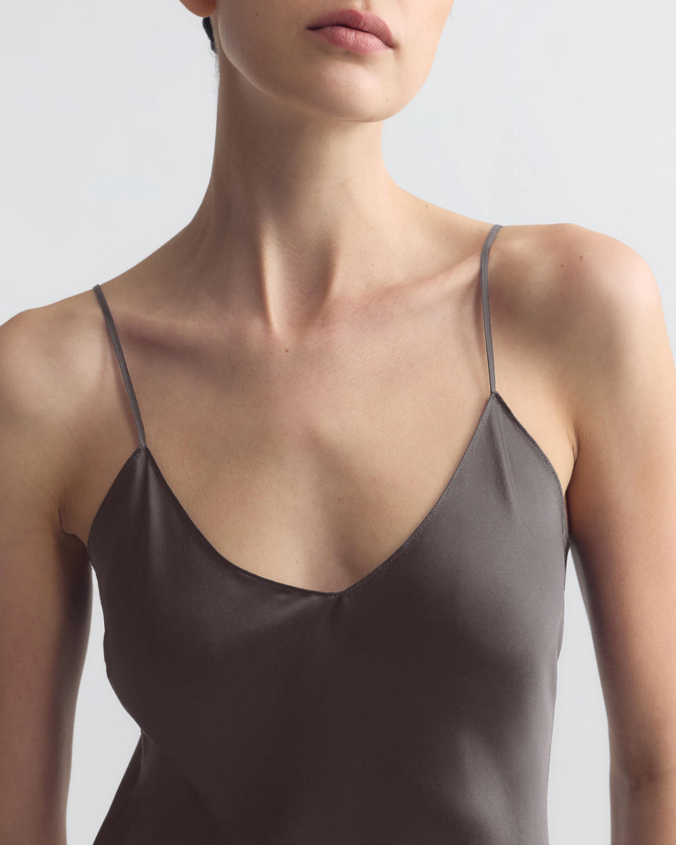 CAMI SILK GOWN IN SAGE GREY