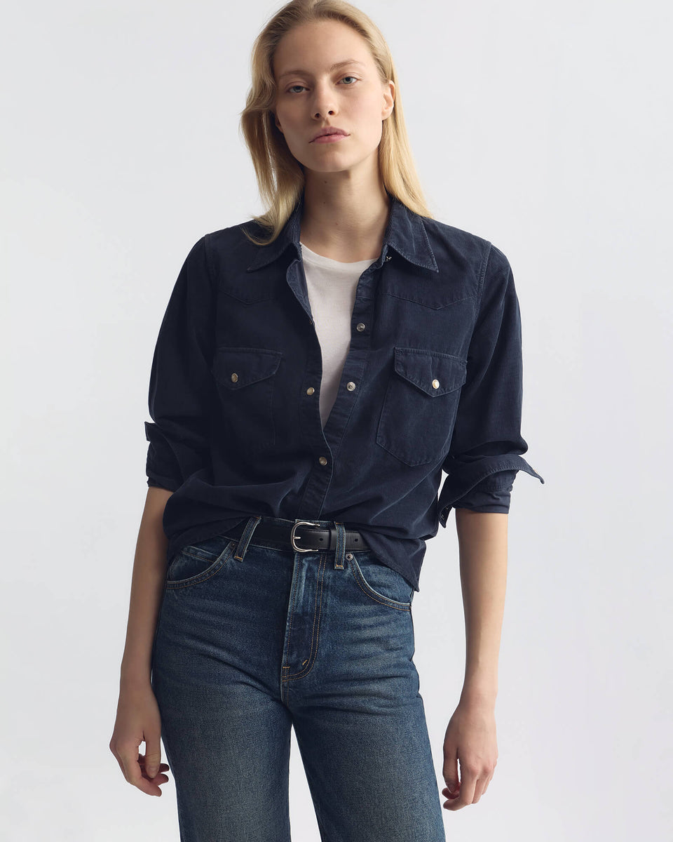 TRAVIS CORDUROY SHIRT IN DUSK NAVY