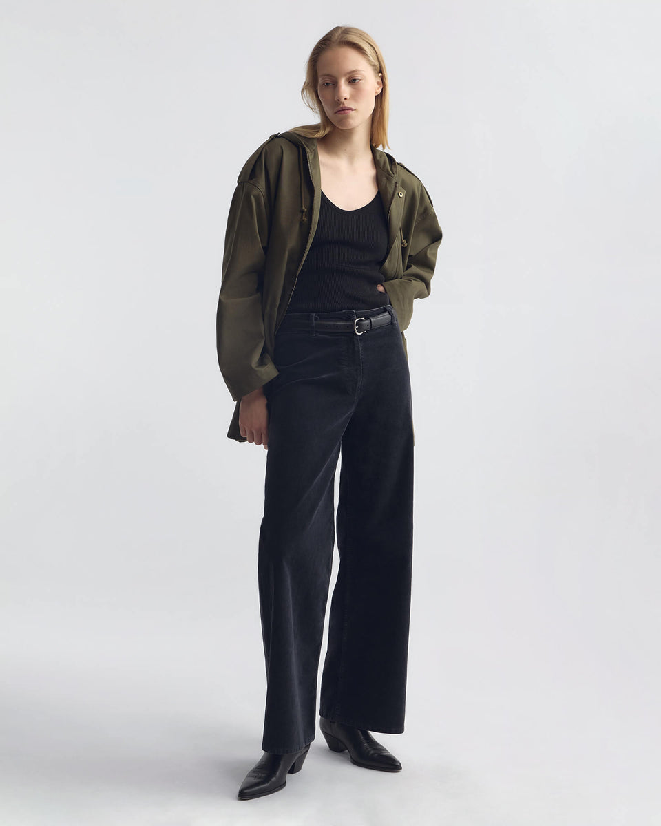 MEGAN CORDUROY PANT IN DARK CHARCOAL
