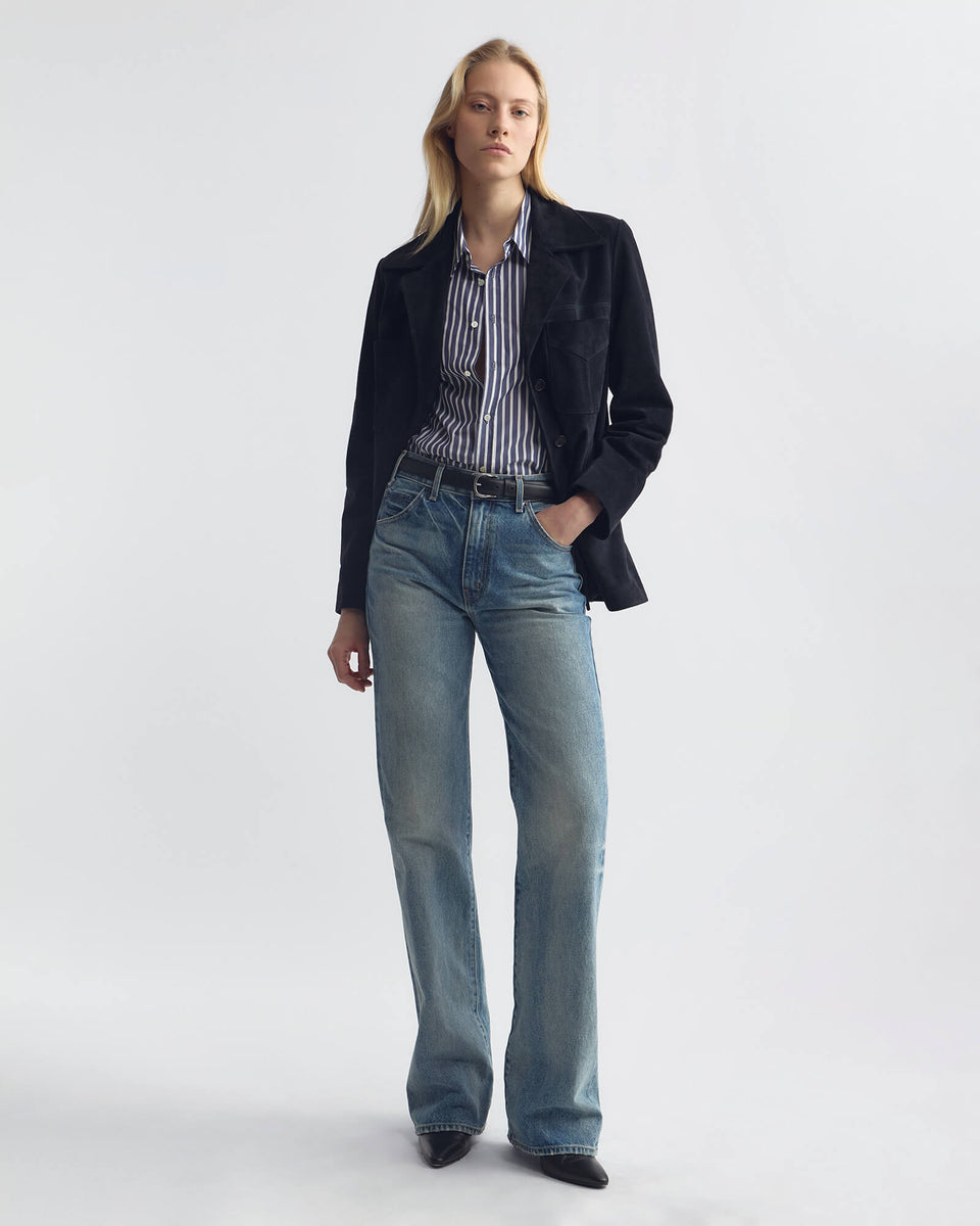 RAPHAEL CLASSIC SHIRT IN MIDNIGHT/WHITE STRIPE