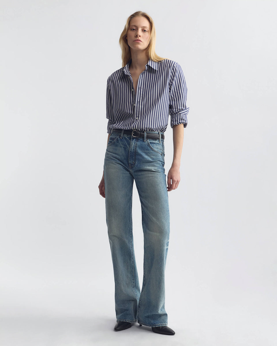 RAPHAEL CLASSIC SHIRT IN MIDNIGHT/WHITE STRIPE