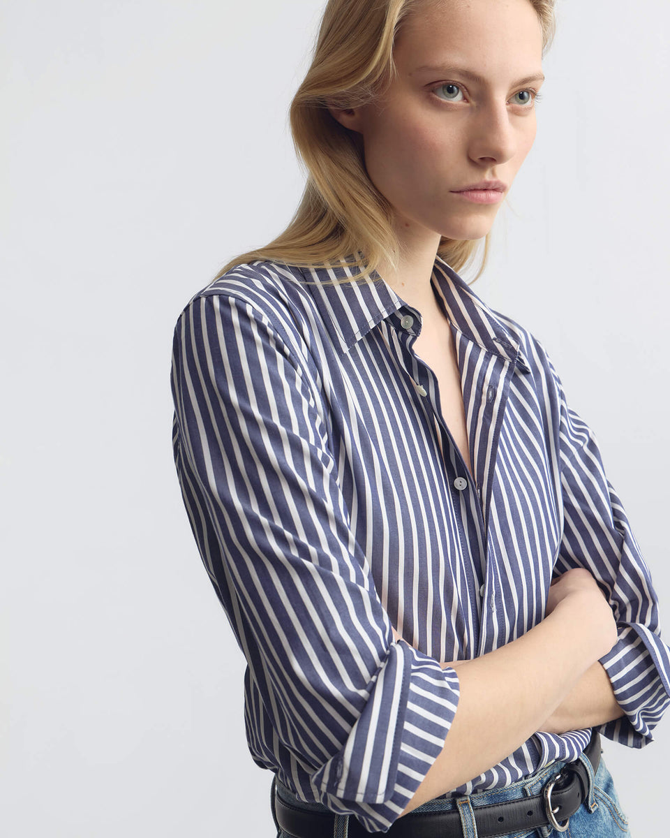 RAPHAEL CLASSIC SHIRT IN MIDNIGHT/WHITE STRIPE