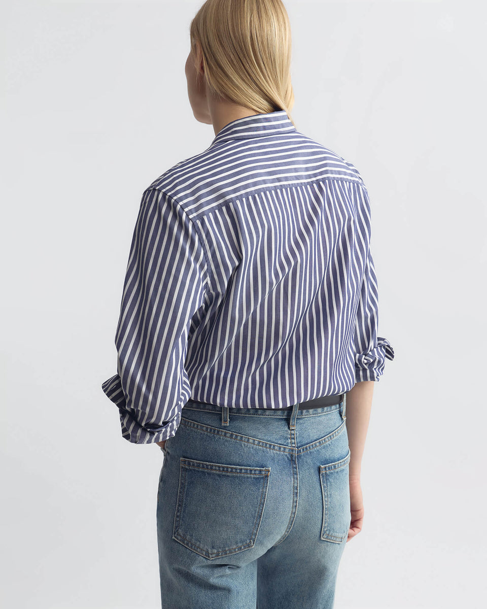 RAPHAEL CLASSIC SHIRT IN MIDNIGHT/WHITE STRIPE