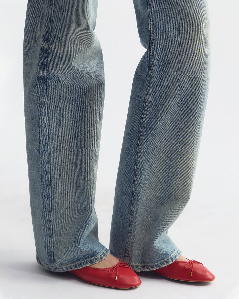 LEATHER BALLET FLAT IN RED