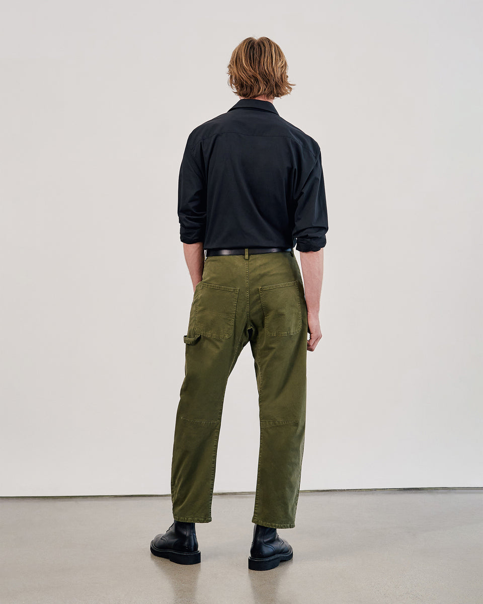 CARPENTER COTTON PANT IN OLIVE GREEN