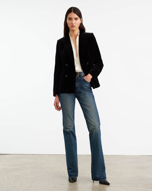VEDA VELVET JACKET IN BLACK PINSTRIPE
