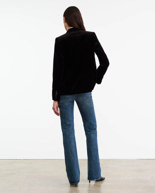 VEDA VELVET JACKET IN BLACK PINSTRIPE
