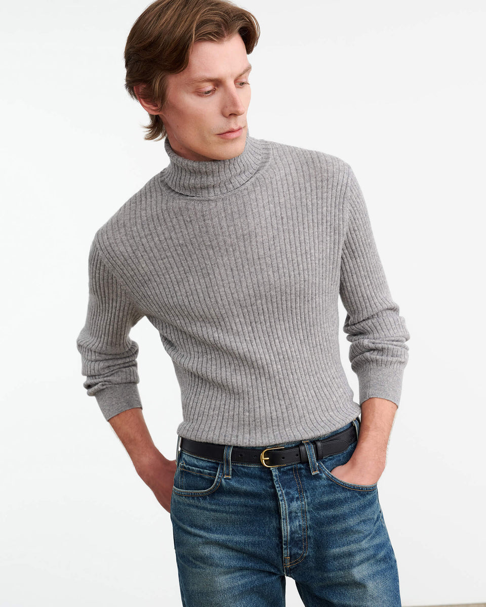 COLE CASHMERE TURTLENECK SWEATER IN HEATHER GREY