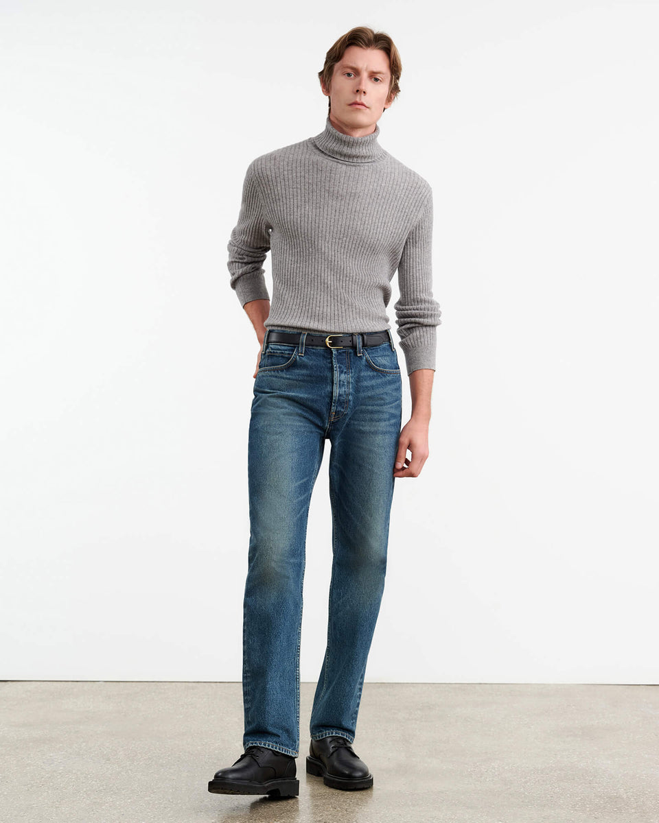 COLE CASHMERE TURTLENECK SWEATER IN HEATHER GREY