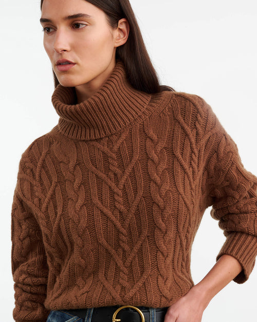 GIGI CASHMERE TURTLENECK SWEATER IN COFFEE