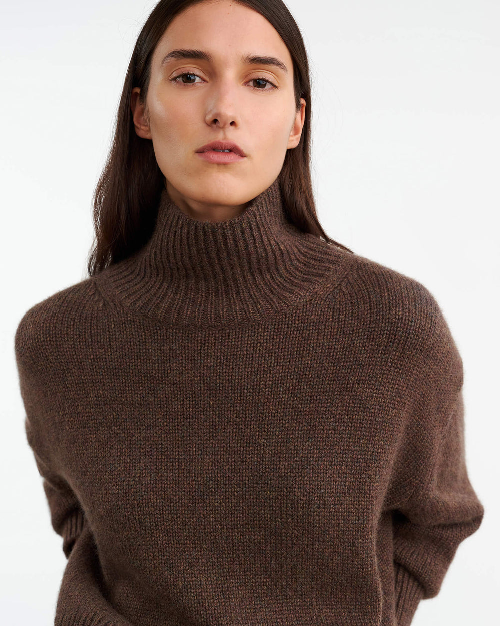 TABITHA CASHMERE SWEATER IN REDWOOD MELANGE