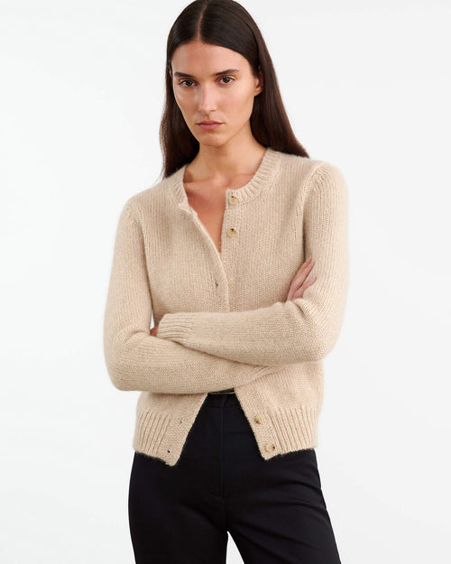 SASKIA CASHMERE CARDIGAN IN PARCHMENT