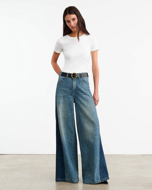 EBONY JEAN IN BLUE DENIM PATCHWORK