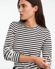 SUSANA LONG SLEEVE TEE IN BLACK/IVORY STRIPE