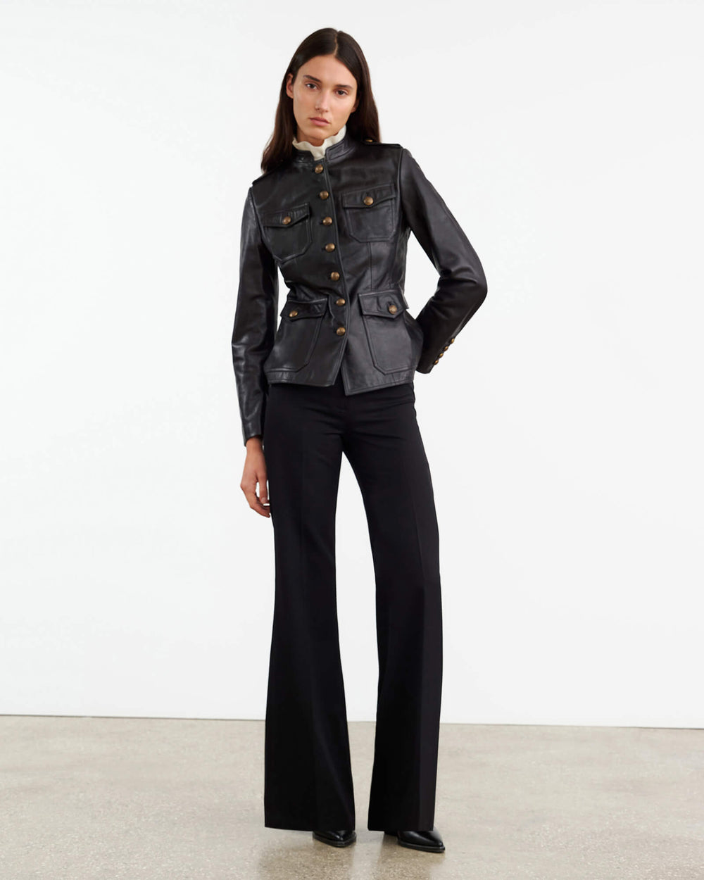 GERALDINE LEATHER JACKET IN BLACK