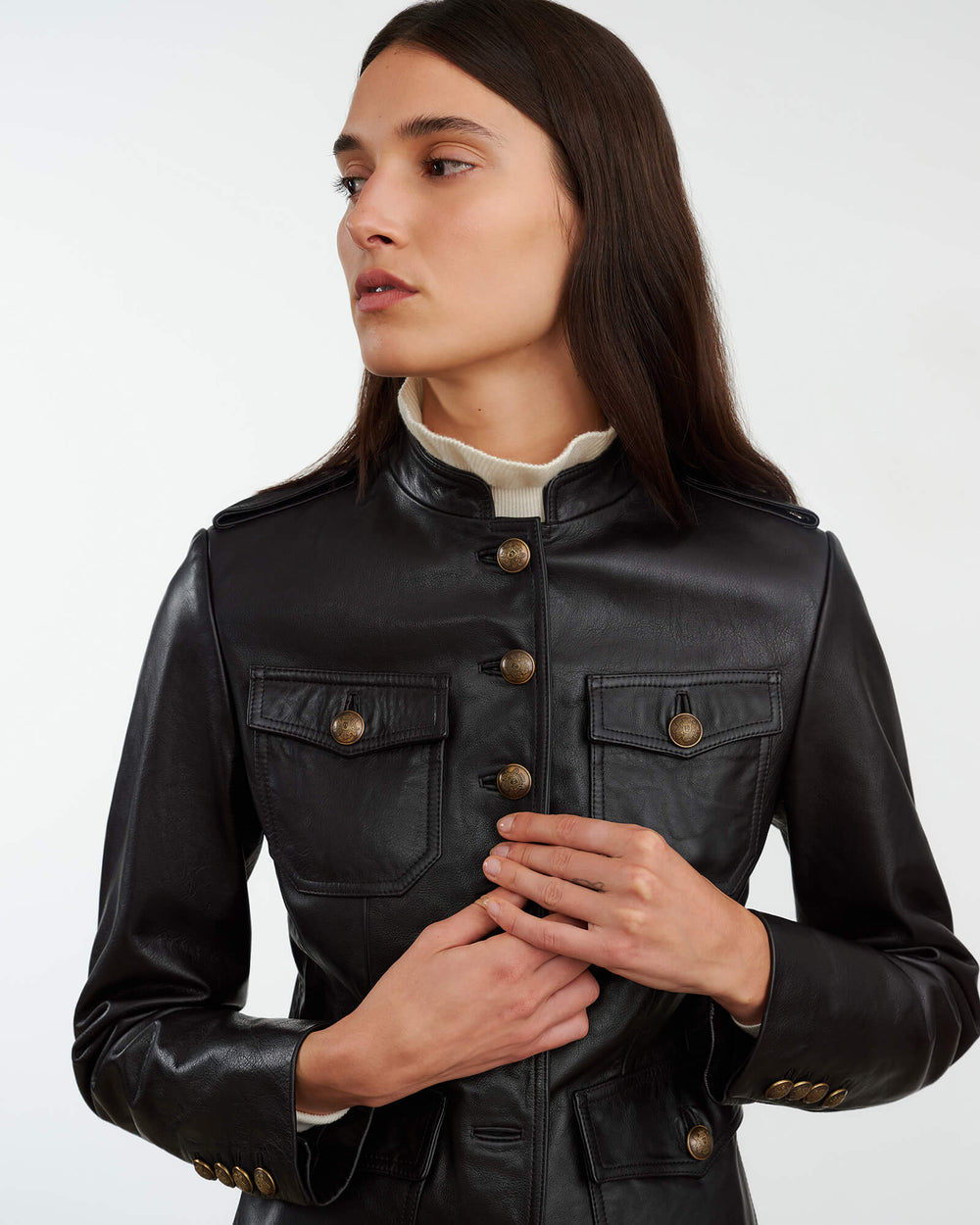 GERALDINE LEATHER JACKET IN BLACK