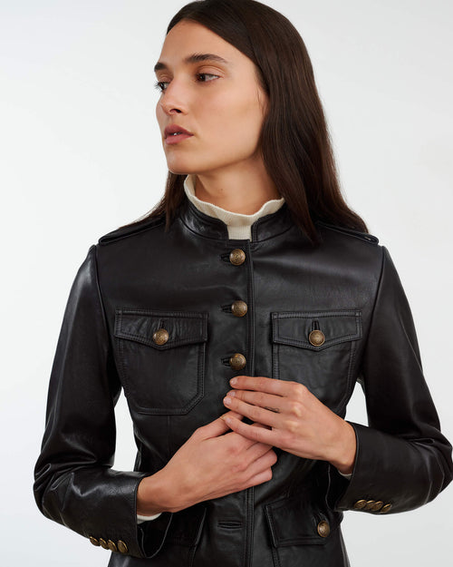 GERALDINE LEATHER JACKET IN BLACK