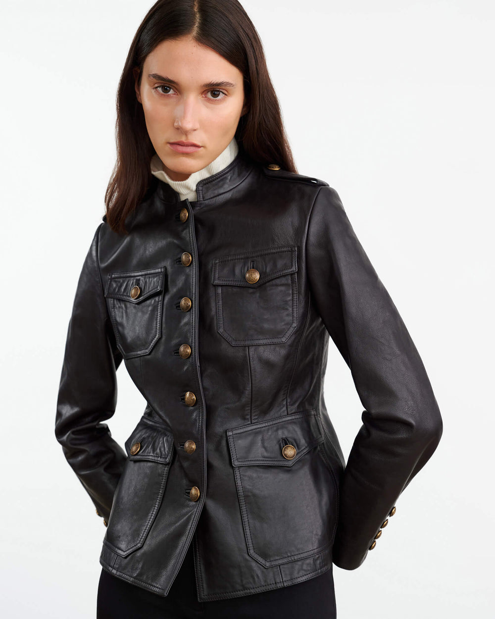 GERALDINE LEATHER JACKET IN BLACK