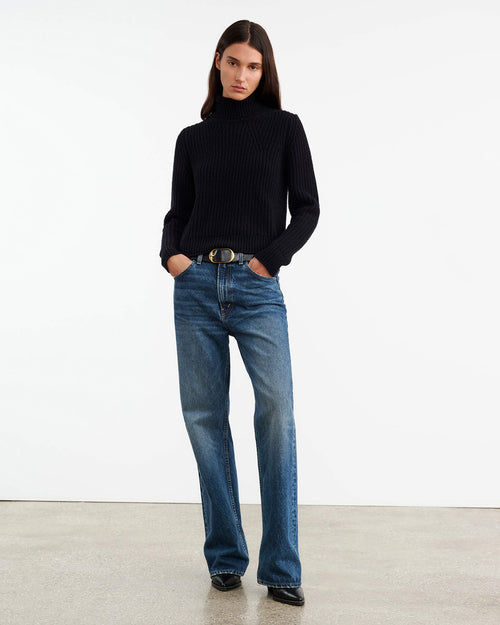 BRONWYN TURTLENECK SWEATER IN DARK NAVY