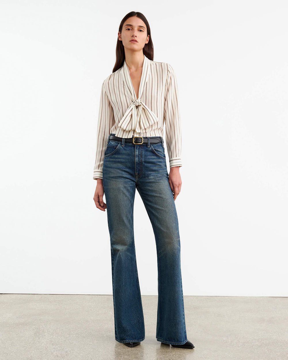 ANGELIQUE SILK BLOUSE IN BRANDY STRIPES