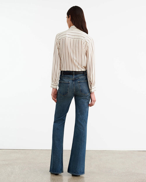 ANGELIQUE SILK BLOUSE IN BRANDY STRIPES