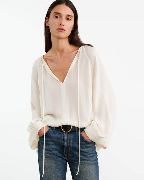ACADIA SILK BLOUSE IN IVORY