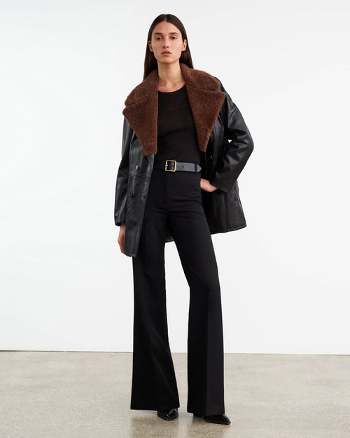 JAYDEN LEATHER COAT IN BLACK