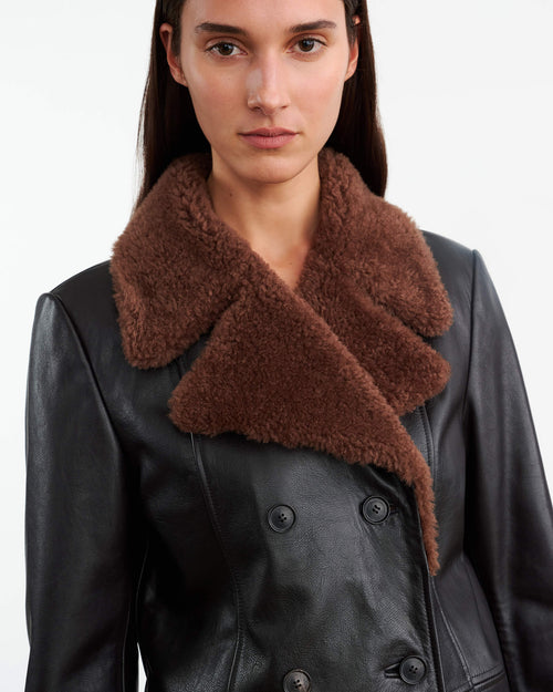JAYDEN LEATHER COAT IN BLACK