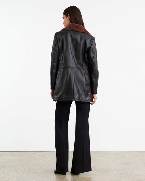JAYDEN LEATHER COAT IN BLACK