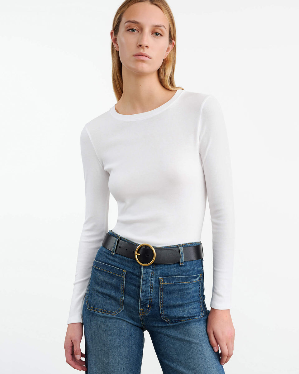 EMELIE LONG SLEEVE TEE IN WHITE