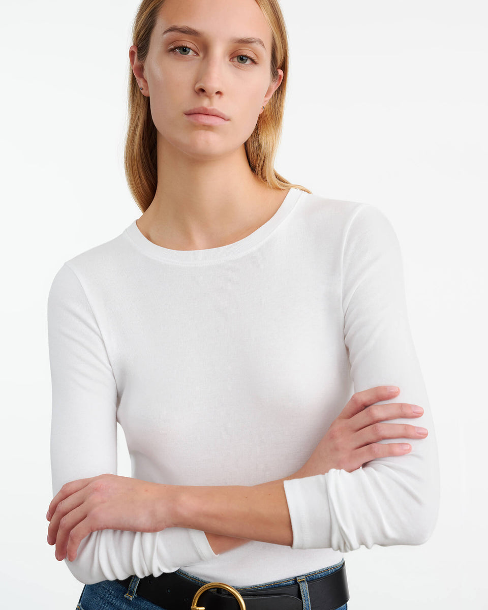 EMELIE LONG SLEEVE TEE IN WHITE