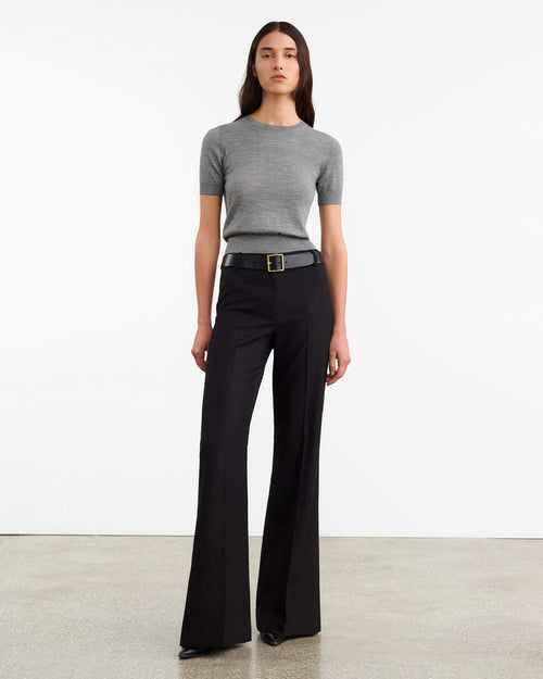 LEILANI KNIT TEE IN MEDIUM GREY MELANGE