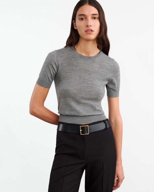 LEILANI KNIT TEE IN MEDIUM GREY MELANGE
