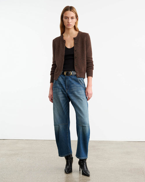 SASKIA CASHMERE CARDIGAN IN REDWOOD MELANGE